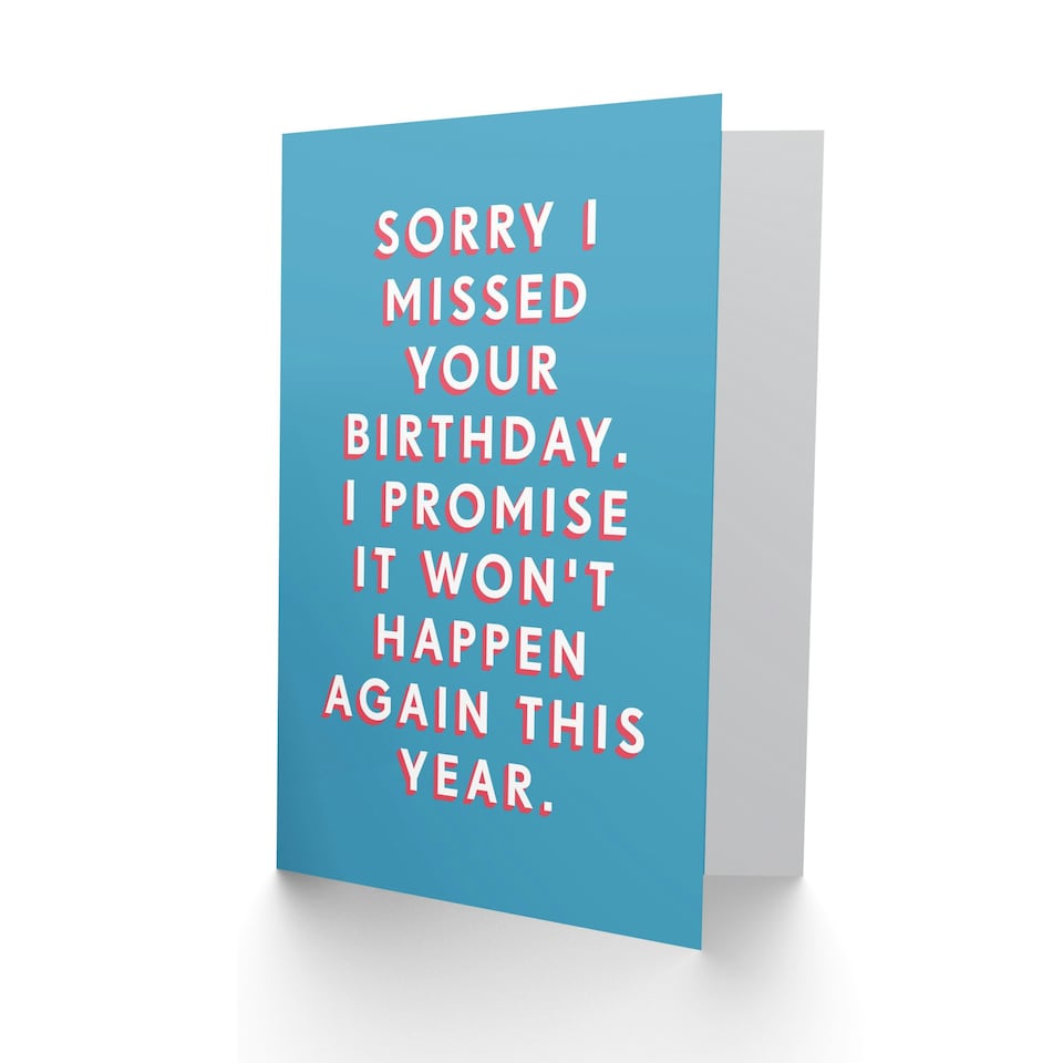 image 1 of Belated Wont Happen Again This Year Man Him Birthday Card