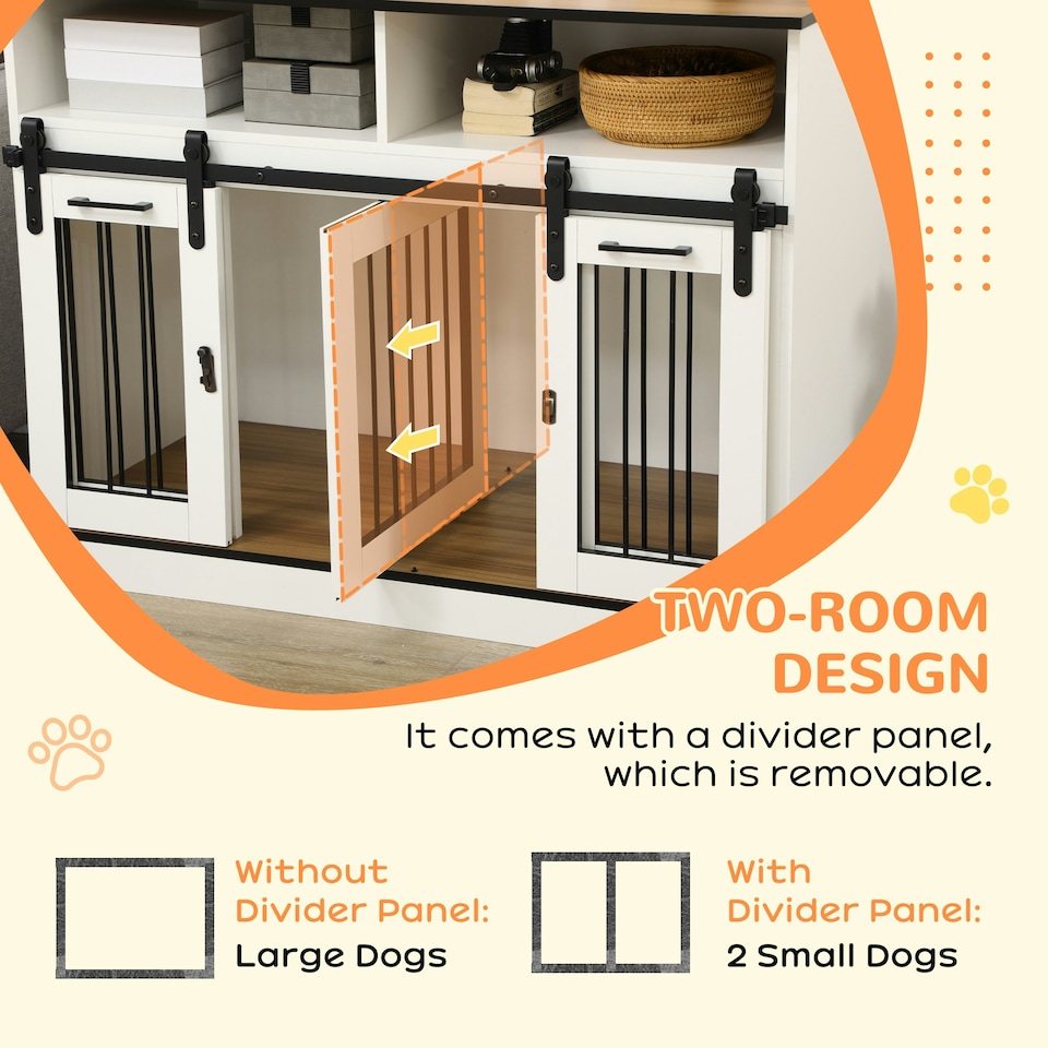 image 1 of PawHut Dog Crate Furniture for Small and Large Dogs with Movable Divider, White