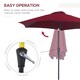 image 3 of Outsunny 2.6M Patio Umbrella Parasol Sun Shade Garden Wine Red