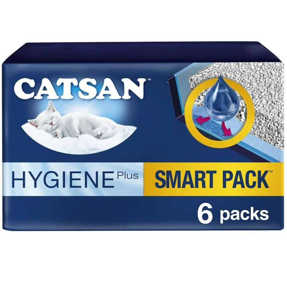 image 1 of 6 Pack Catsan Hygiene Smart Pack Inlays Cat Litter Dust Free Litter Tray Liners