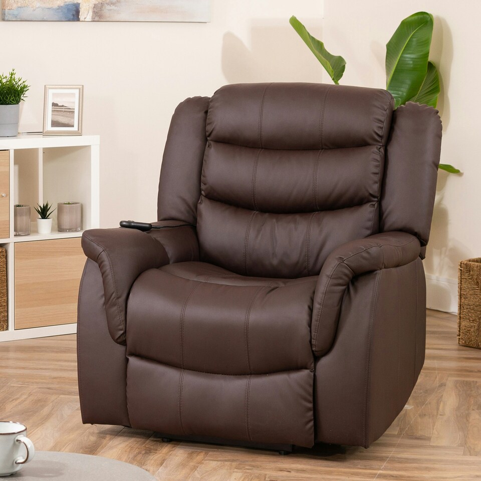image 1 of Almeira Electric Riser Recliner with Massage and Heat - Brown