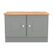 Albert Compact 2 Door Cupboard in Dusk Grey & Riviera Oak (Ready Assembled) | Grey | Dusk Grey & Riviera Oak