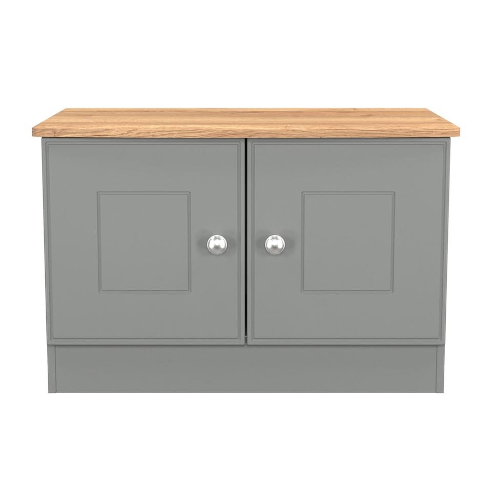 image 1 of Albert Compact 2 Door Cupboard in Dusk Grey & Riviera Oak (Ready Assembled) | Grey | Dusk Grey & Riviera Oak