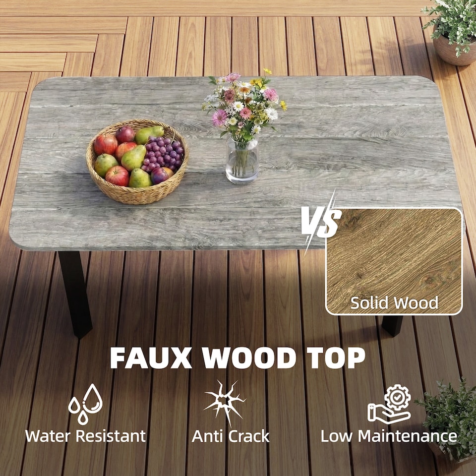 image 1 of Outsunny Outdoor Coffee Table, Garden Table with Slatted WPC Top | Grey | Grey | 90 x 49 x 40 cm