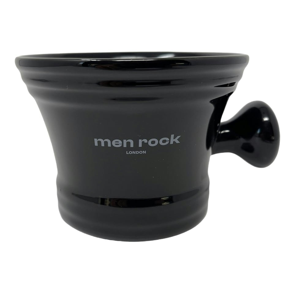 image 1 of Men Rock Porcelain Shaving Bowl with Handle - Black Black