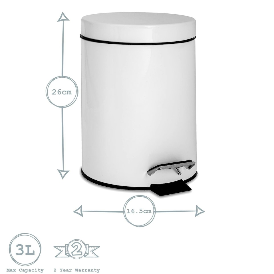 image 1 of Harbour Housewares Round Toilet Brush & Bin Set - White White