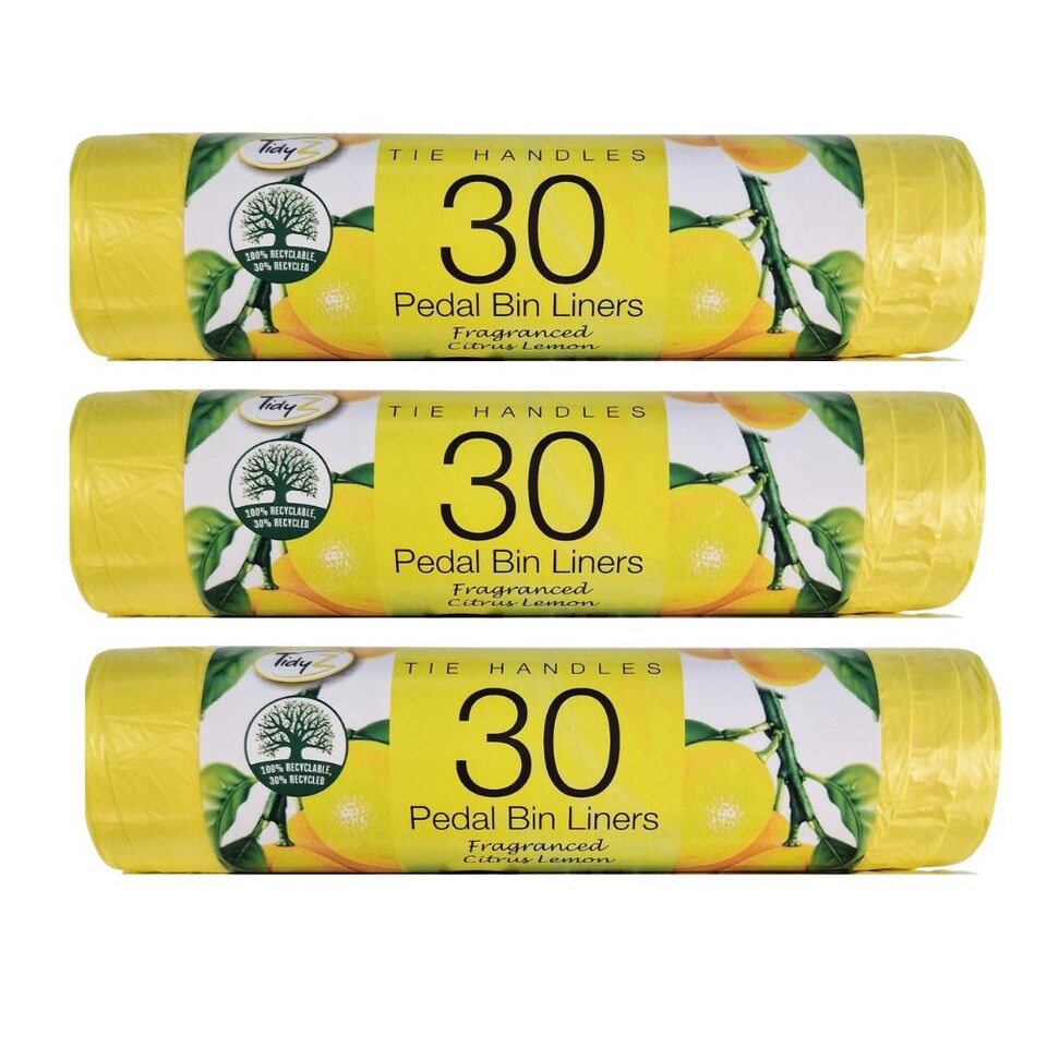 TidyZ Scented Tie Handle Bin Liners 15L 30 Pack - Lemon
