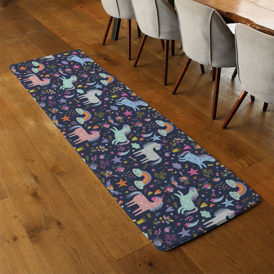 image 1 of unicorns on navy Designer (Runner Rug)