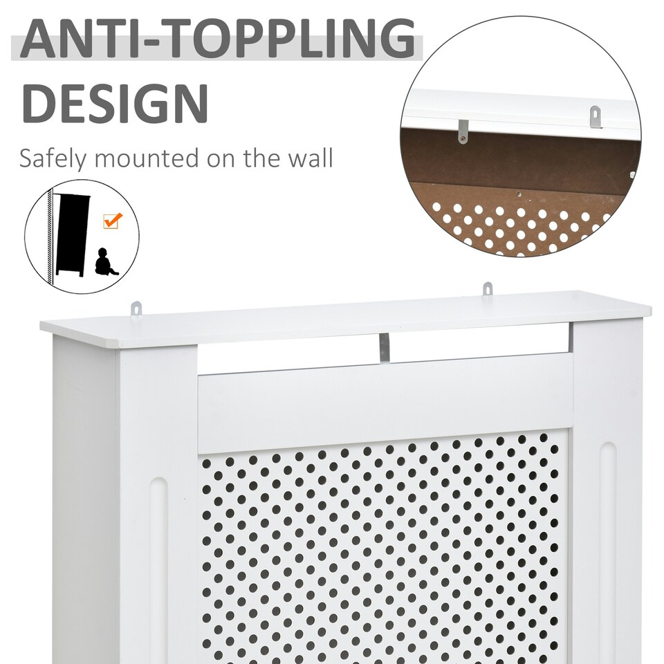 image 1 of HOMCOM Radiator Cover Heating Cabinet Solid MDF Small Sized White Modern Home