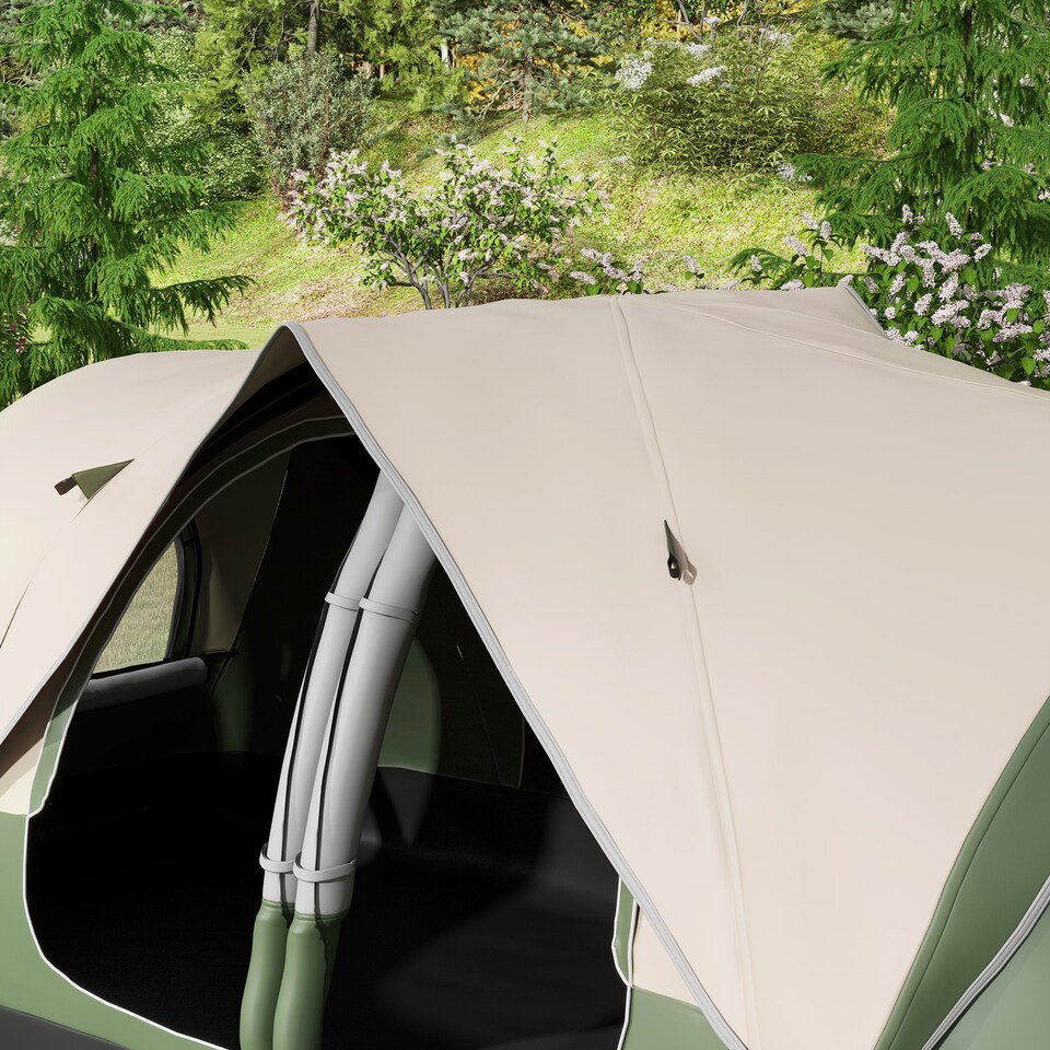 image 1 of Outsunny 2 Room Camping Tent with Rainfly & Screen Panels