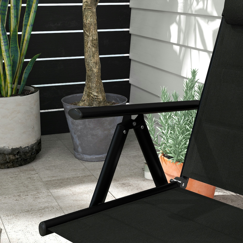 image 1 of Outsunny 2 PCS Outdoor Folding Chairs, Dining Chairs w/ Padded Filling, Black