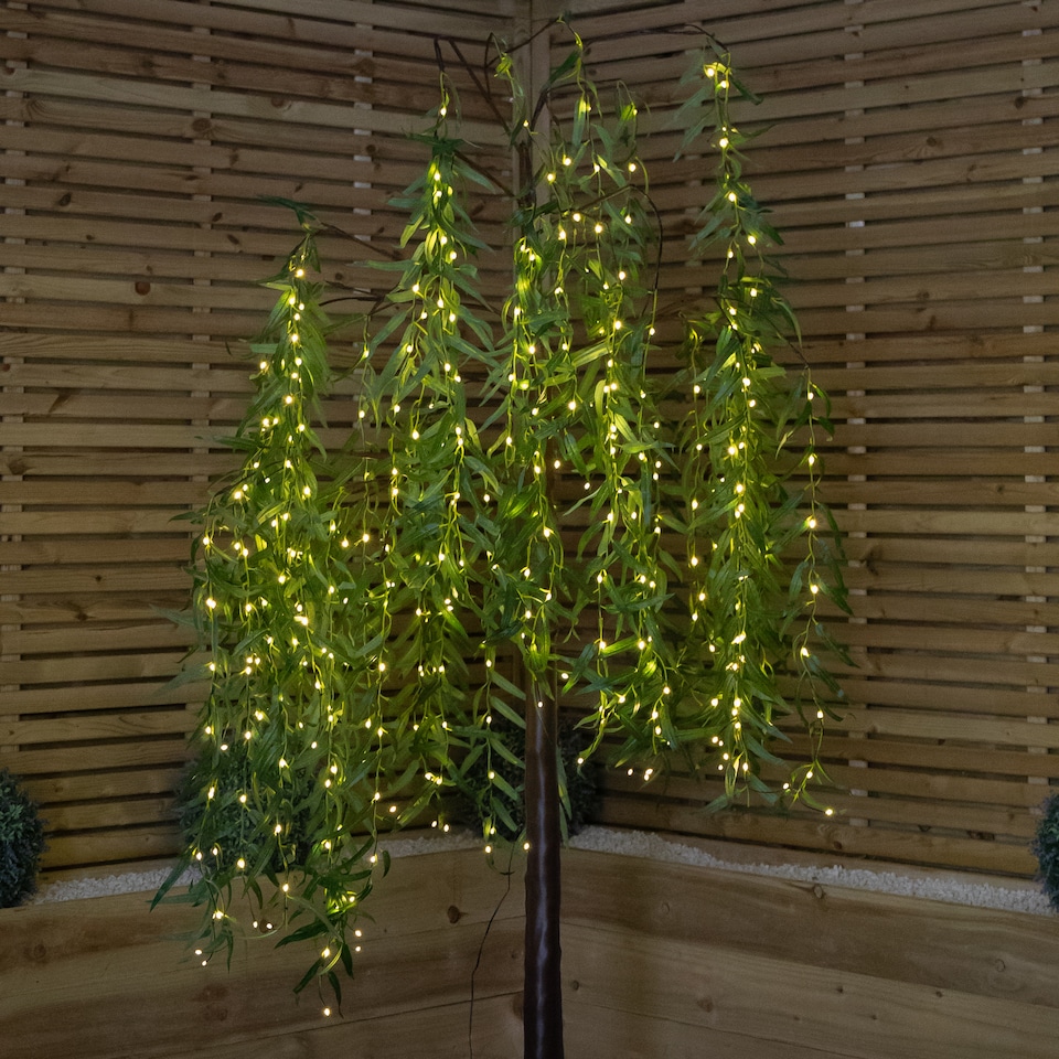 image 1 of 7ft (2.1m) Tall Light up Christmas Willow Tree with 384 Warm White LEDs
