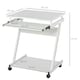 image 7 of HOMCOM Movable Computer Desk with 4 Moving Wheels Sliding Keyboard Tray White