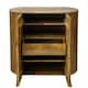 image 2 of Slated 2 Door Highboard Cabinet - Mango Wood - L45 x W106.5 x H110 cm - Light Finish - Assembly Required