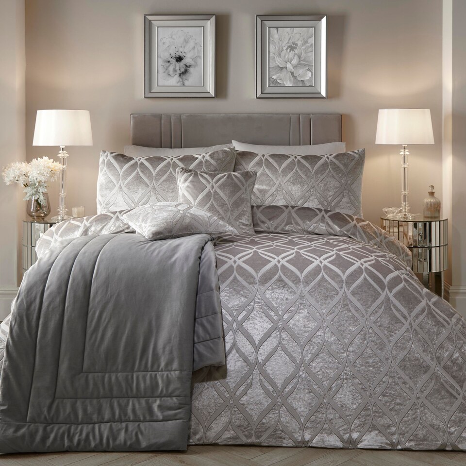 image 1 of Soiree Belfort Duvet Cover Set Silver