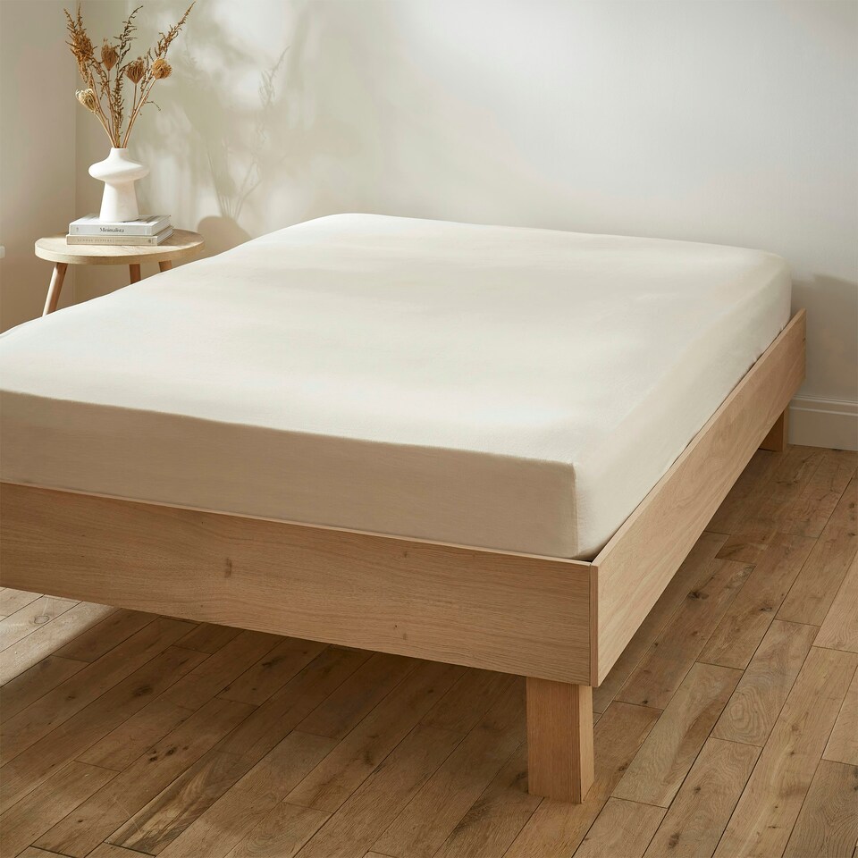 image 1 of Touch Of Linen - Creamy Almond - Fitted Sheet Cream | Creamy Almond | King