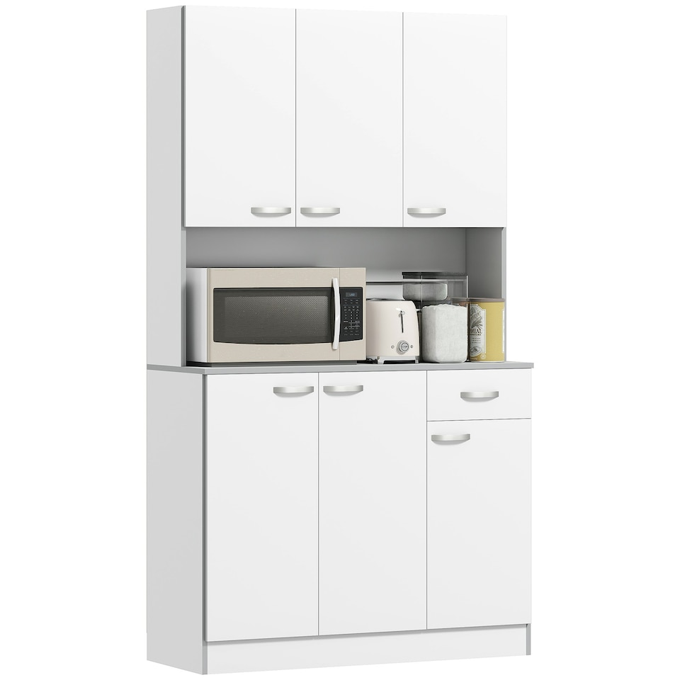 image 1 of HOMCOM Freestanding Kitchen Cupboard, Storage Cabinet with Doors White