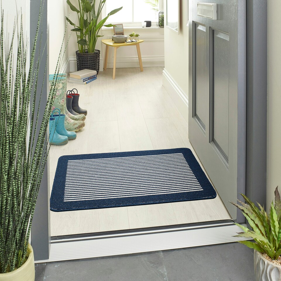 image 1 of My Stain Resistant Mat Stripe Navy 50x80