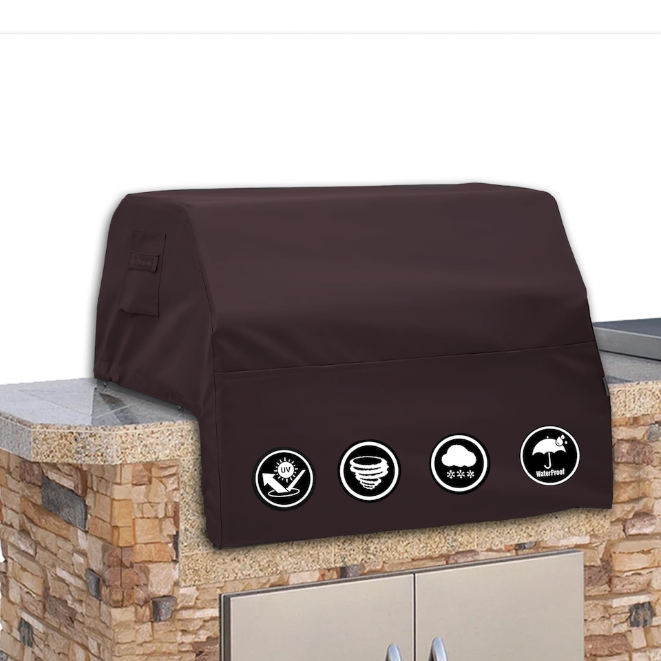 image 1 of Covers&All Built-in Outdoor Grill Cover, Durable 12 Oz Waterproof Cover Max Material with Air Pocket, 48 in W x 27 in D x 26 in H, Coffee