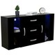 image 1 of Vida Designs Astro 2 Door 3 Drawer LED Sideboard Buffet Cabinet Storage, Black