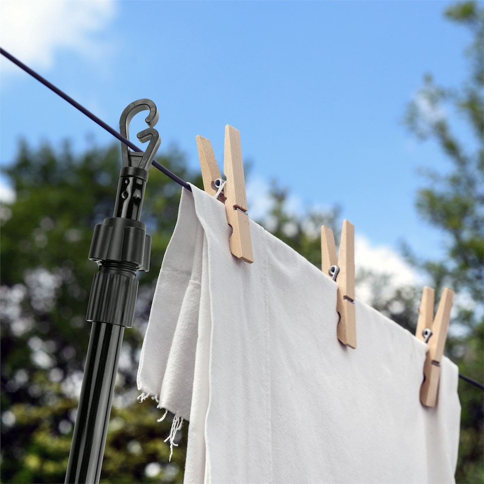 image 1 of KCT 2.4m Extendable Washing Line Prop Pole – 2 Pack Black