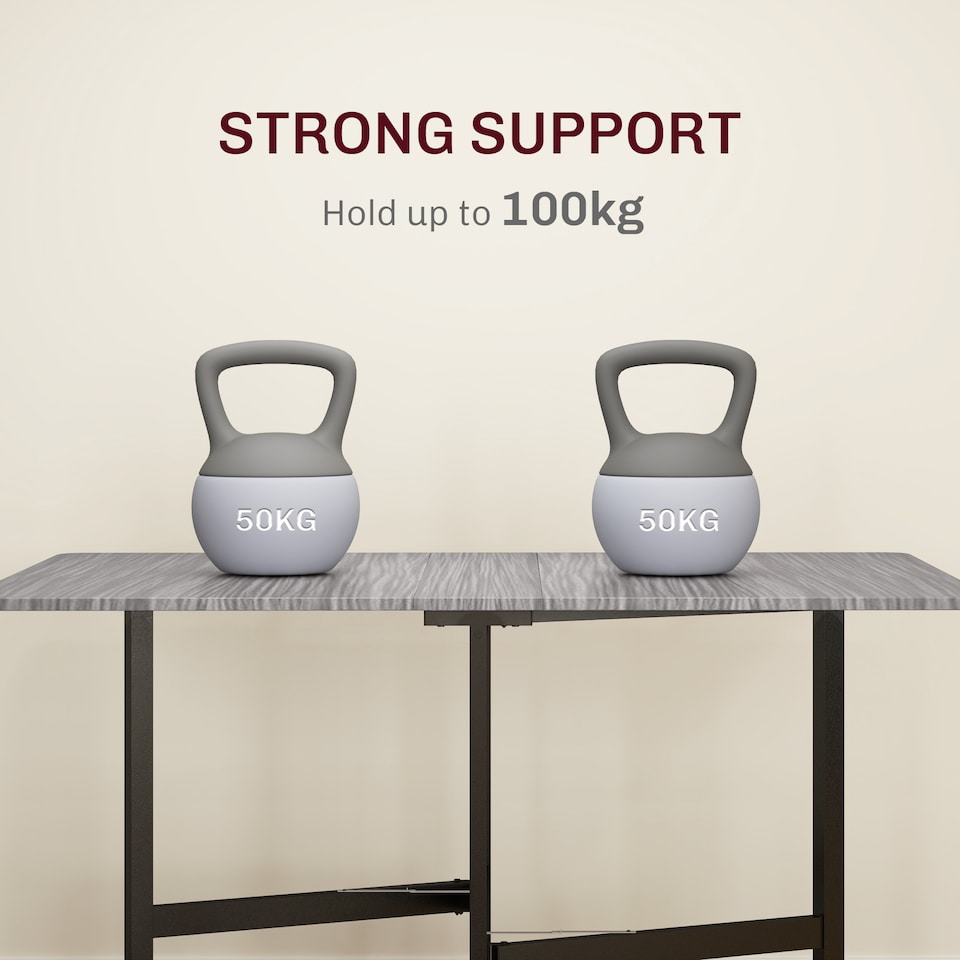 image 1 of HOMCOM Mobile Drop Leaf Table, Folding Dining Table with 6 Wheels & Brakes, Kitchen Table for Small Spaces, Grey | Grey