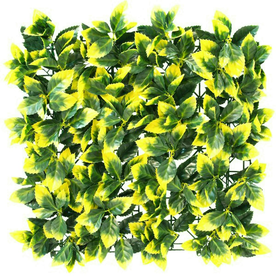 image 1 of Primrose Yellow Leaf Artificial Hedge Outdoor Patio Panels 50cm x 50cm