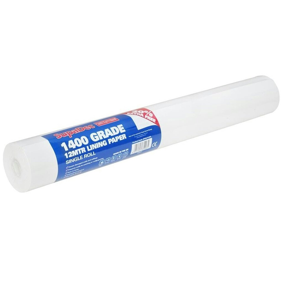 SupaDec 1400 Grade Lining Paper - White - 12m