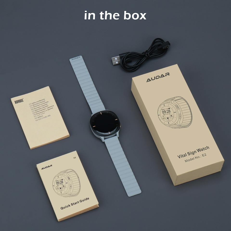 image 1 of 24/7 Remote Health Monitoring Watch, Fall Detection, SOS Alerts, Heart Rate, Temperature, Blood Pressure, 10 Day Battery - Audar E2