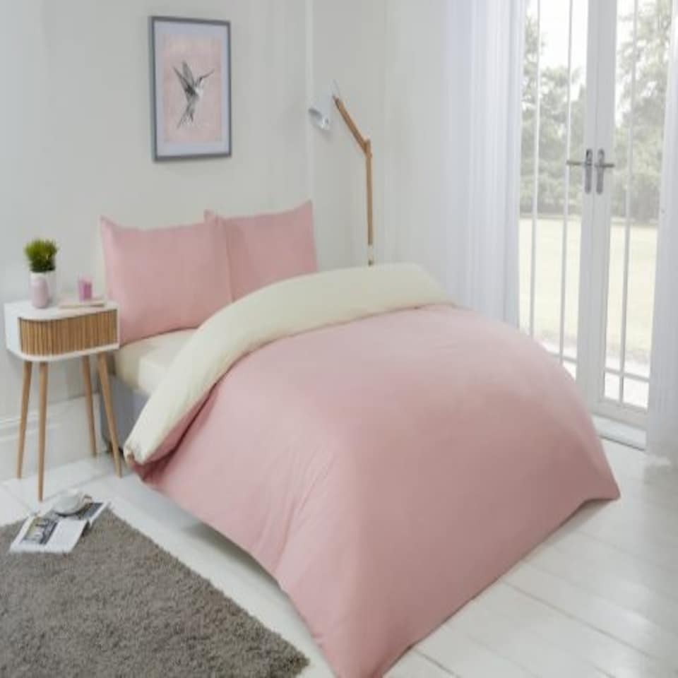 image 1 of Brights Reversible Duvet Single Bed CreamBlush