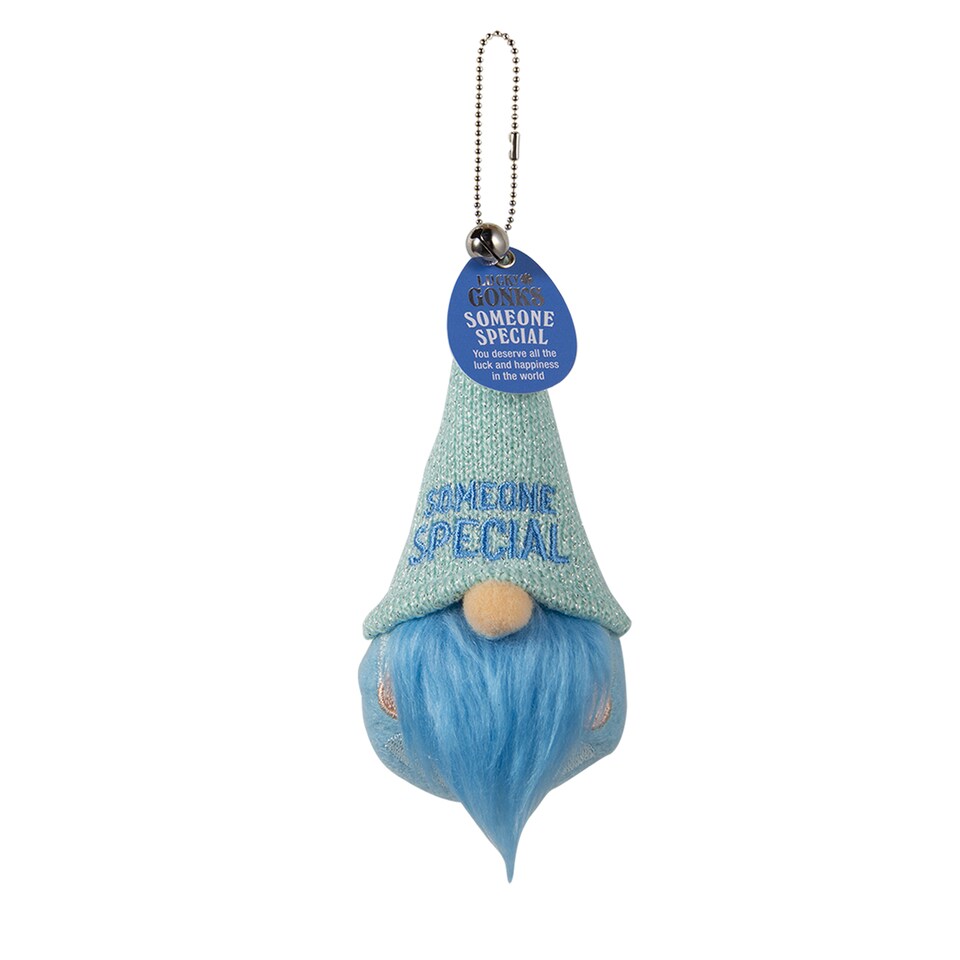 image 1 of Pre-personalised Lucky Gonk Mascot Keyring For Bag Or Backpack - Someone Special - 136 Names and Themes Available | Blue