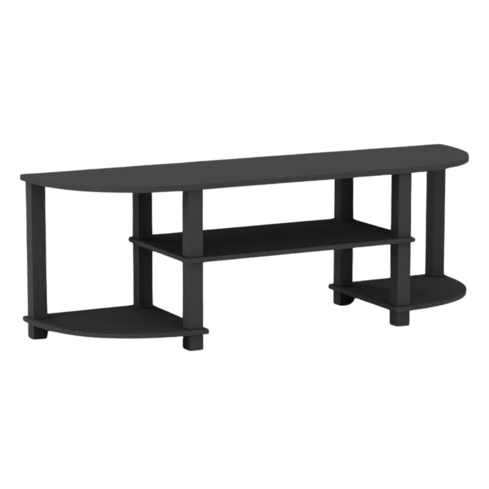 image 1 of Wide TV Unit Stand S-Tube Entertainment Centre with Storage Shelf | Black | Black | Not provided | 1