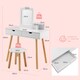 image 2 of COSTWAY 2 in 1 Kids Vanity Set Kids Wood Vanity Table White