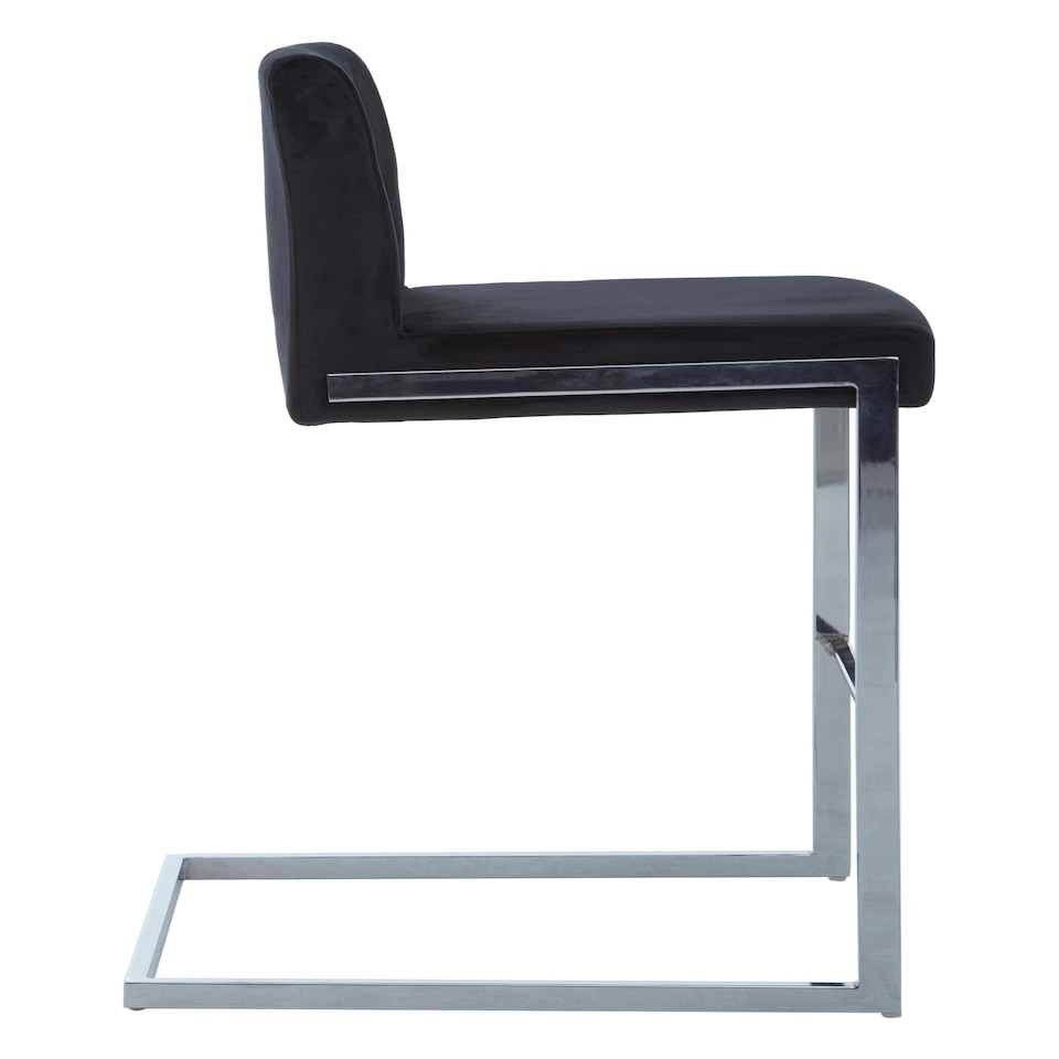 image 1 of Tamzin Black Velvet Bar Chair With Low Back Black