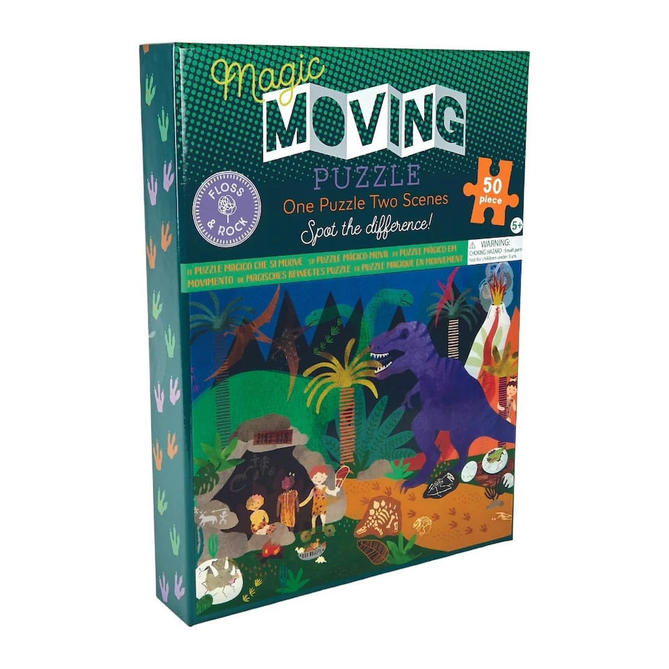 image 1 of Floss & Rock Magic Moving Jigsaw Puzzle 50 Piece - Dinosaur