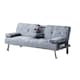 image 1 of Bluetooth Cinema Crush Velvet Clic Clac  Luxury Sofa Bed with Drink Cup Holder In Steel