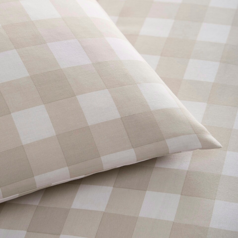image 1 of Portfolio Home Gingham Check Bedding Duvet Cover Set With Pillow Cases Brown | King