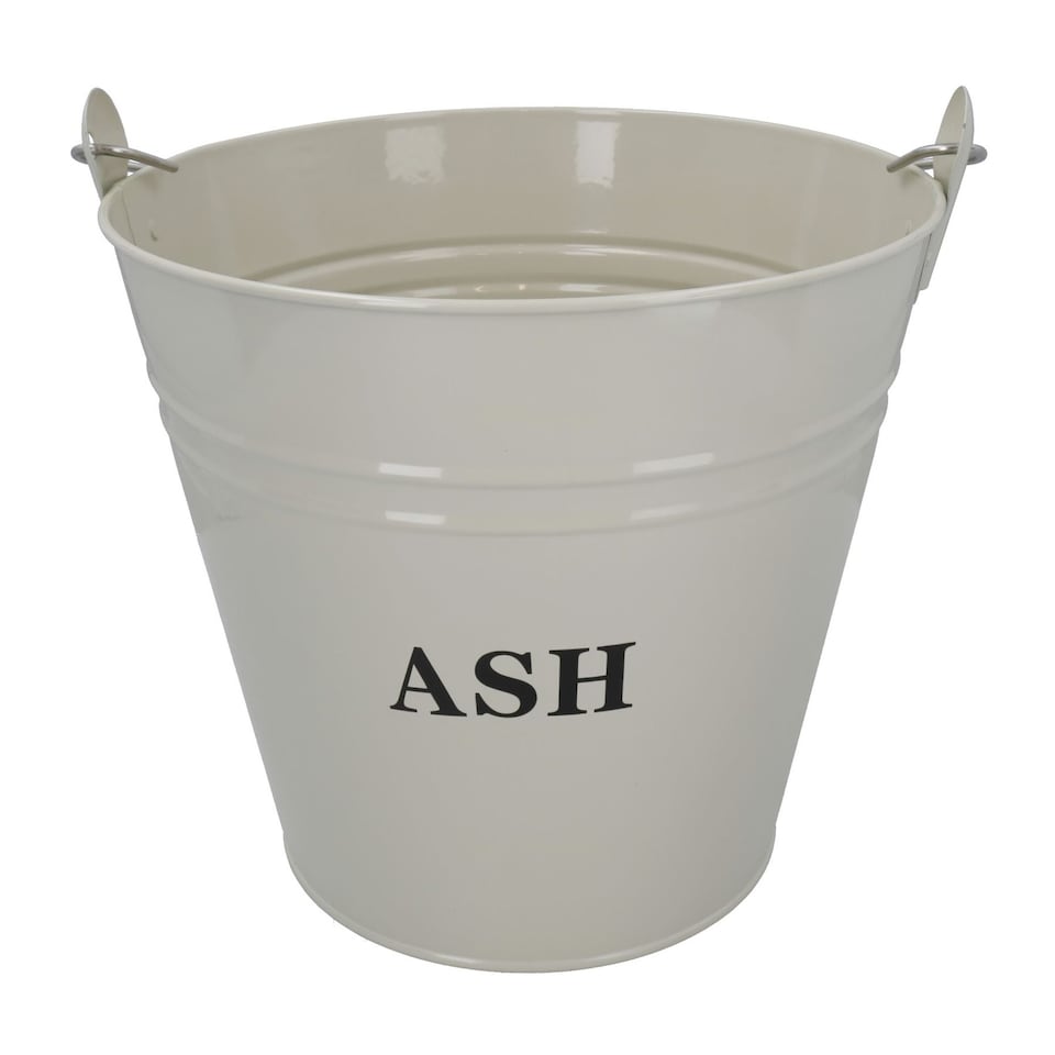 image 1 of Coal Bucket & Lid Cream Metal Ash Tidy Bin Coal Carrier Fire Log Burner Kindling