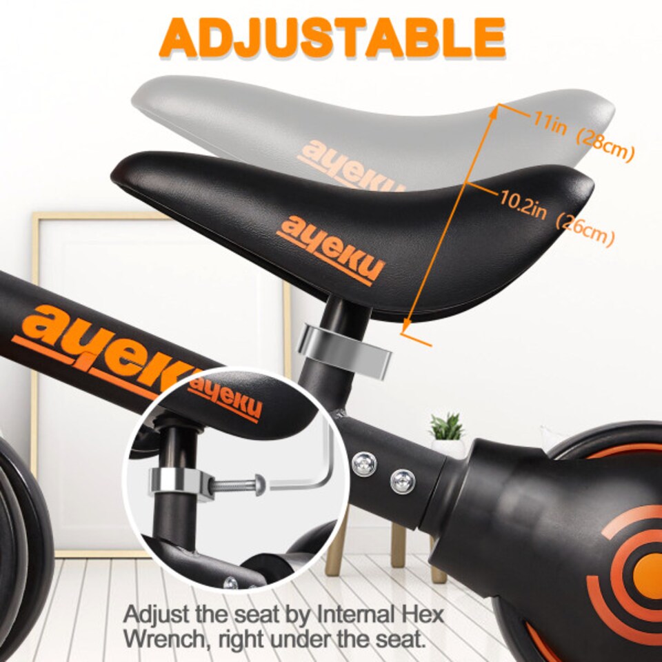 image 1 of AyeKu Baby Toddler Balance Bike Silent Wheels Adjustable Seat, 1-3 Years, Black | Multi