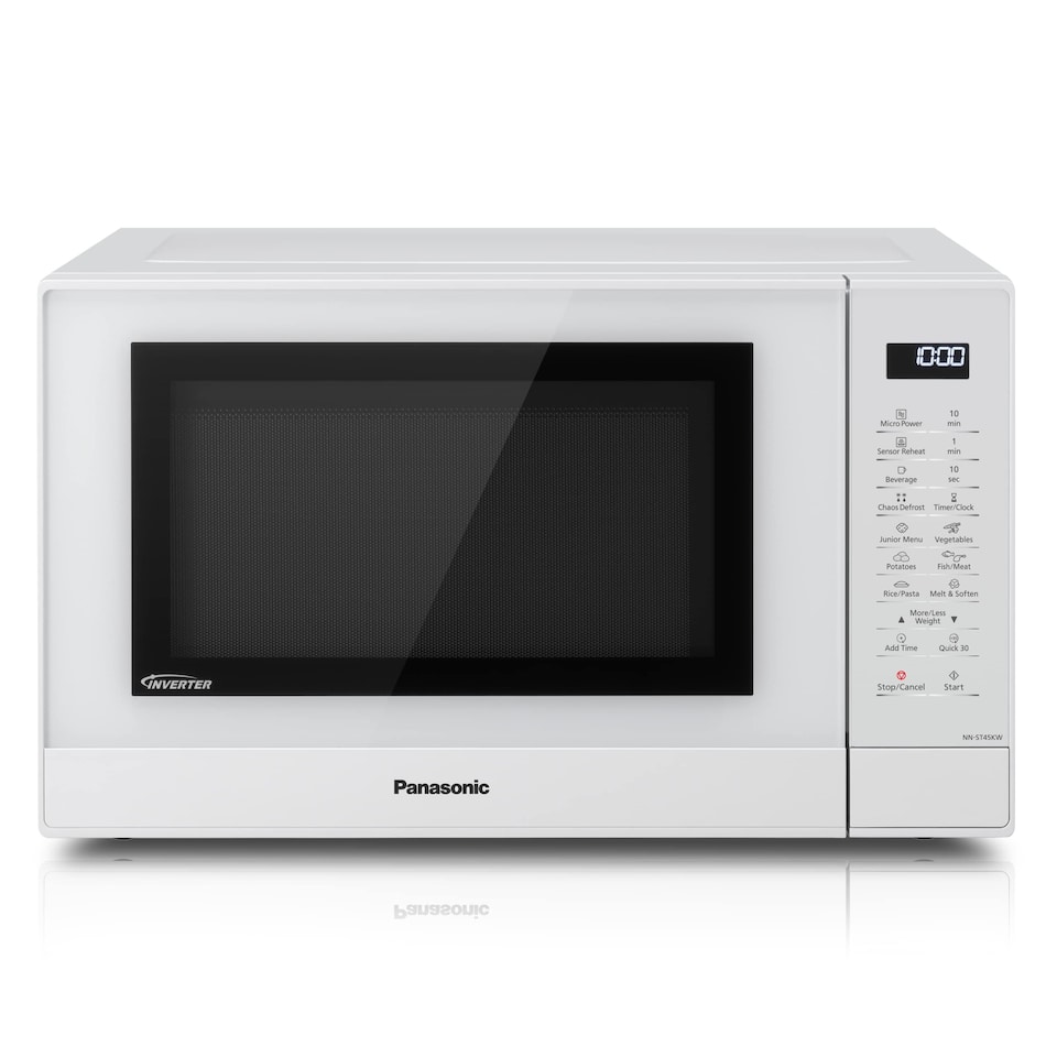 Panasonic NN-ST45KWBPQ Microwave Oven, 32 Litres, 1000W, Turntable, Easy Operation LCD, Touch Control Panel, 21 Auto Programs with Junior Menu (Puree & Porridge) LED Interior bulb, White