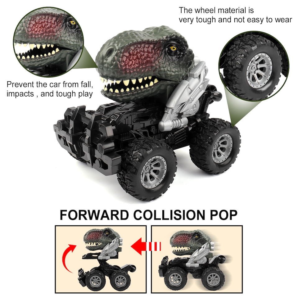 image 1 of Pack of 3 Dino Cars with Mini Dinosaurs & Play Map Roaring Fun on Wheels!