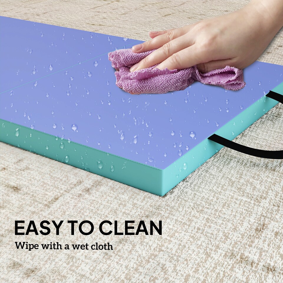 image 1 of SPORTNOW Foldable Gymnastics Mat, Folding Gym Mat for Yoga, Green & Purple