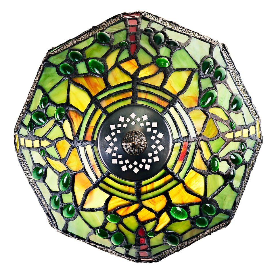 image 1 of Hand Crafted Green Stained Glass Dragonfly Tiffany Lamp | Green