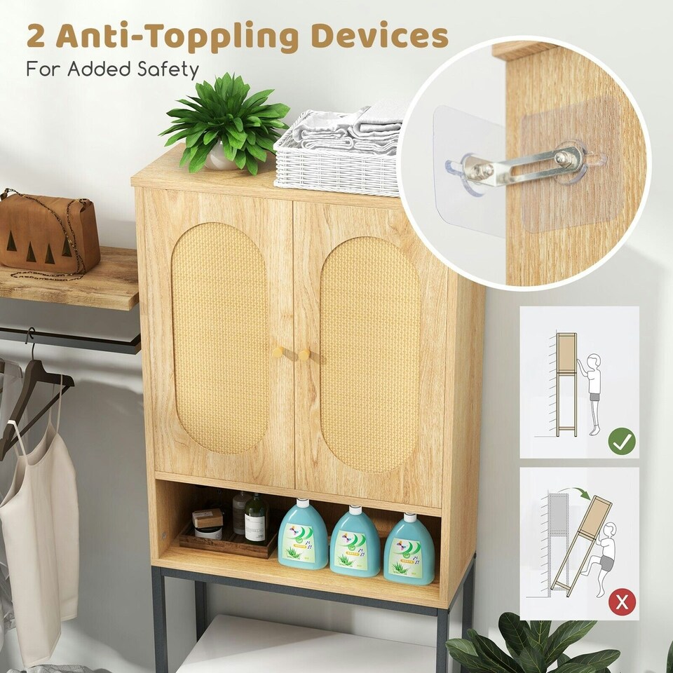 image 1 of COSTWAY Freestanding Toilet Storage Cabinet Bathroom Rack