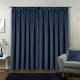image 5 of Oxford Navy Velvet Curtains 66 x 72 inch (168 x 183 cm) 100% Blackout Pencil Pleat Thermal Noise Reducing Curtains for Bedroom and Living Room