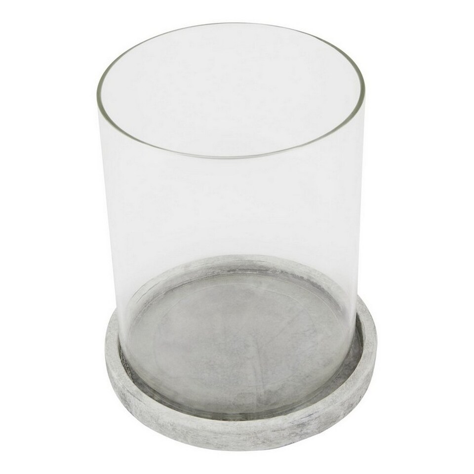 image 1 of Athena Stone Large Hurricane Lantern - Ceramic - L18 x W18 x H21 cm - White
