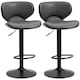 image 1 of HOMCOM Bar Stool Set of 2 PU Leather Adjustable Height Armless Chairs Dark Grey