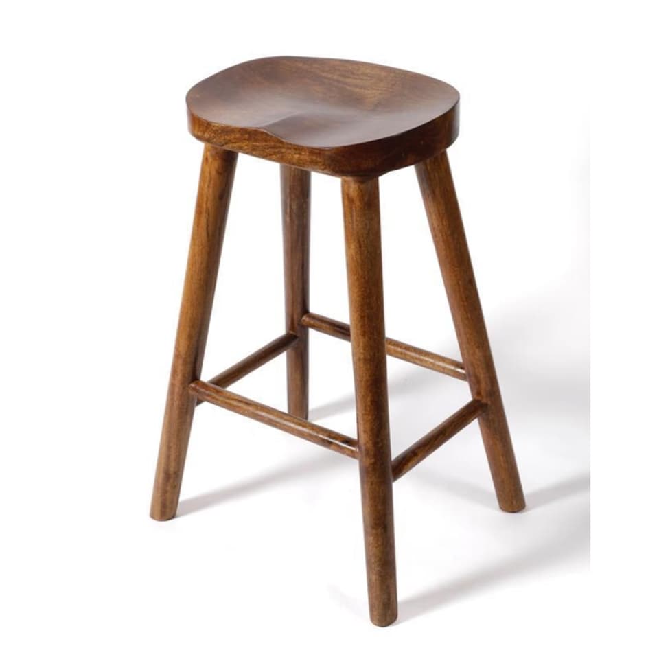 image 1 of Solid Mango Wood Dark Breakfast Bar Kitchen Pub Café Stool Wooden H 68 x W 38 x D 38 cm