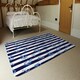 image 3 of Blue Anchors on Navy Striped Background (Rug) Blue | XL: 160x230cm