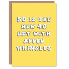 50 Is New 40 But Wrinkles Fun Joke Her Funny 50th Birthday Card